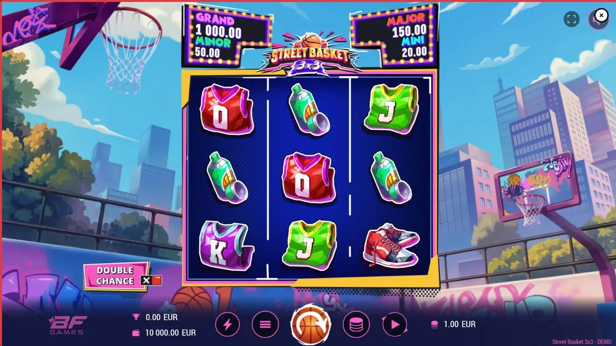 Street Basket 3x3 slot game urban basketball court background