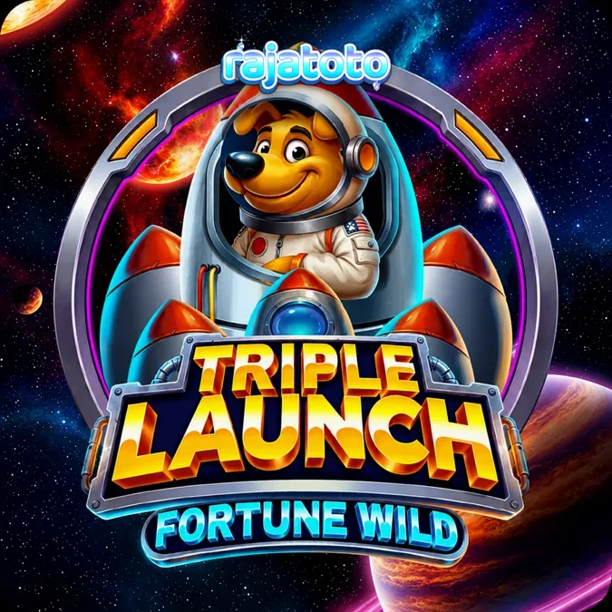 Tampilan antarmuka permainan slot Triple Launch Fortune Wild dengan meteran roket di bagian atas